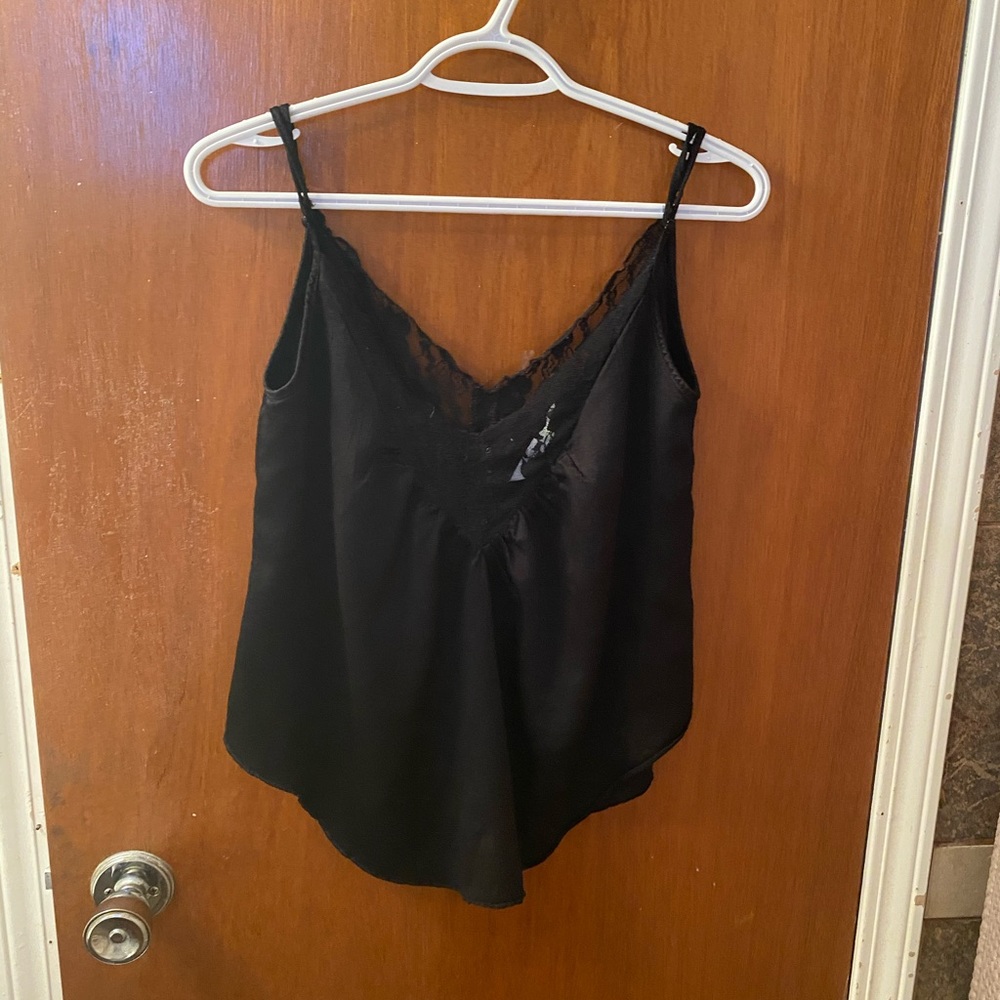 Black lace silk cami